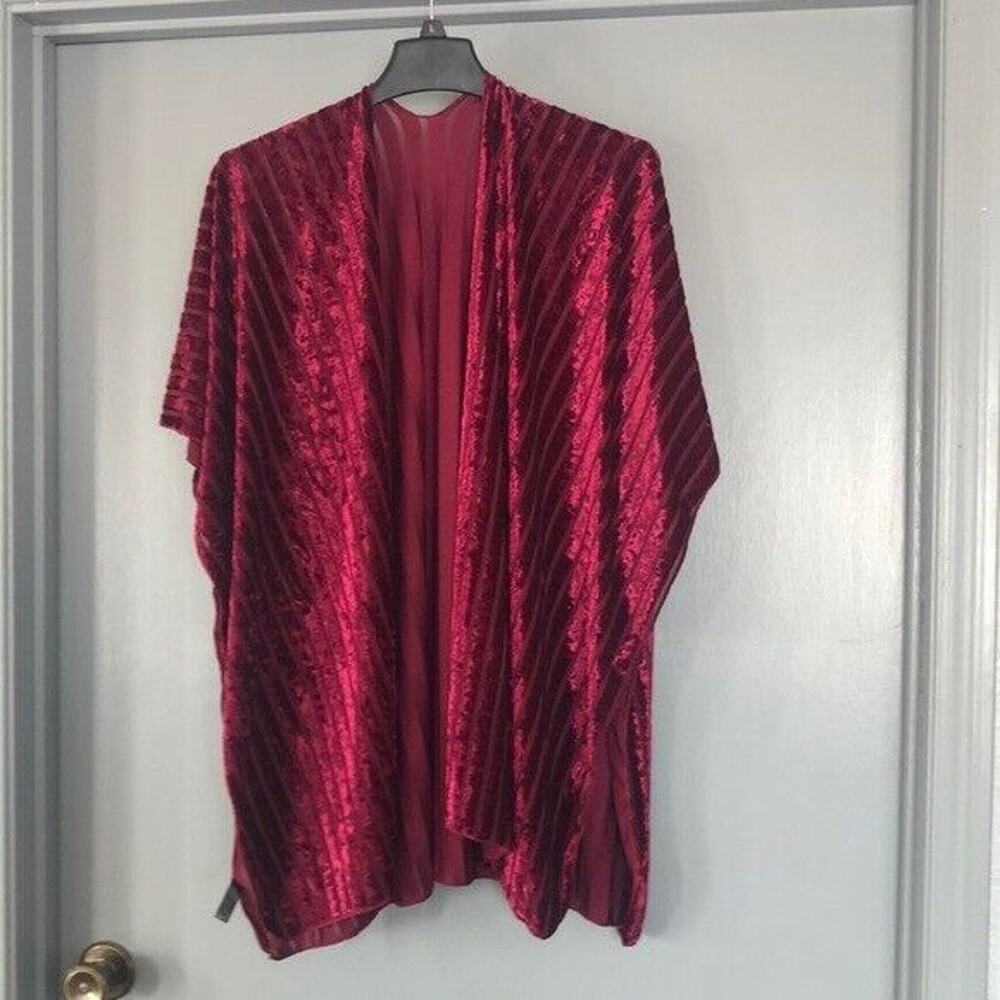Women's Maroon sleeveless long duster Cover Up Kimono Vest One Size